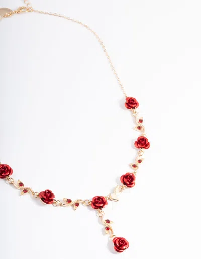 Lovisa Red Diamante Rose Y-necklace