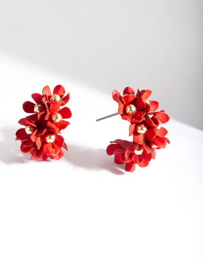 Lovisa Red Flower Cluster Hoop Earrings In Multi