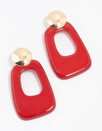 Lovisa Red Gold Acrylic Cut Out Disc Drop Earrings