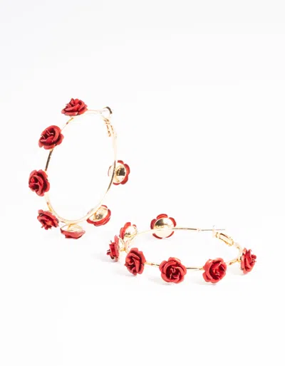 Lovisa Red Multi Rose Hoop Earrings