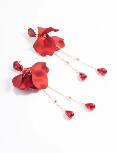 Lovisa Red Teardrop Stone Petal Drop Earrings In Multi