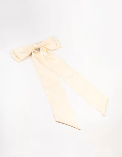 Lovisa Relaxed Cream Fabric Long Bow Clip In Neutral