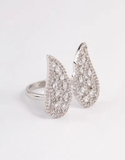 Lovisa Rhodium Angelic Cubic Zirconia Wing Ring In Silver