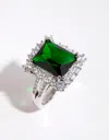 Lovisa Rhodium Asscher Emerald Cubic Zirconia Ring In Green
