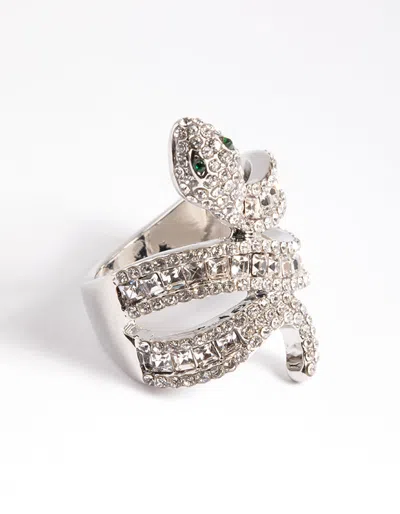 Lovisa Rhodium Baguette Snake Ring In Silver