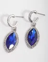 Lovisa Rhodium Blue Navette Drop Earrings In Silver