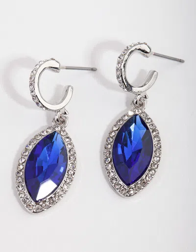 Lovisa Rhodium Blue Navette Drop Earrings In Silver