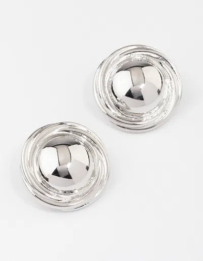 Lovisa Rhodium Button Stud Earrings In Silver
