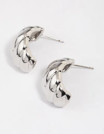 Lovisa Rhodium Croissant Mini Hoop Earrings In Silver
