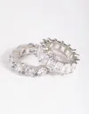 Lovisa Rhodium Cubic Zirconia Baguette Ring Stack Pack In Multi