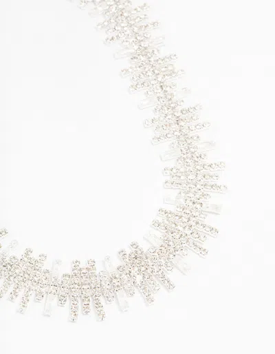 Lovisa Rhodium Cubic Zirconia Choker Necklace In Silver