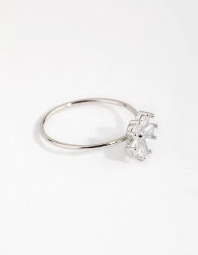 Lovisa Rhodium Cubic Zirconia Daisy Diamante Ring In Silver