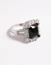 Lovisa Rhodium Cubic Zirconia Emerald Ring In Multi