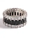 Lovisa Rhodium Cubic Zirconia Large Baguette 3-row Ring In Silver