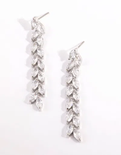 Lovisa Rhodium Cubic Zirconia Marquise Drop Earrings In Silver