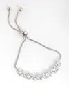 Lovisa Rhodium Cubic Zirconia Navette Flower Toggle Bracelet In Multi