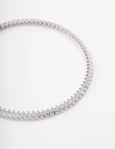 Lovisa Rhodium Cubic Zirconia Navette Stone Choker In Silver