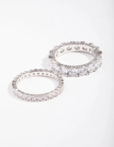 Lovisa Rhodium Cubic Zirconia Ring Set In Multi