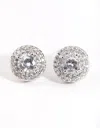 Lovisa Rhodium Cubic Zirconia Round Halo Stud Earrings In Multi