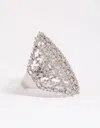 Lovisa Rhodium Cubic Zirconia Shield Ring In Silver