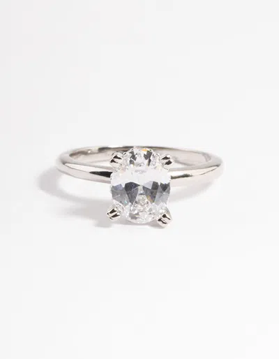 Lovisa Rhodium Cubic Zirconia Single Oval Ring In Transparent