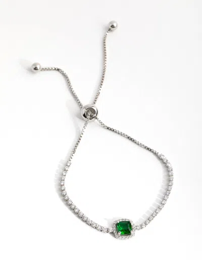 Lovisa Rhodium Cubic Zirconia Square Halo Toggle Bracelet In Multi