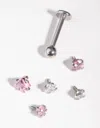 Lovisa Rhodium Cubic Zirconia Star 6-pack Flat Back In Multi