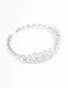 Lovisa Rhodium Cubic Zirconia Statement Marquise Wrist Cuff In Silver