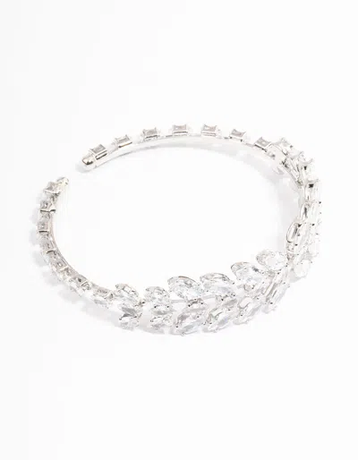 Lovisa Rhodium Cubic Zirconia Statement Marquise Wrist Cuff In Silver