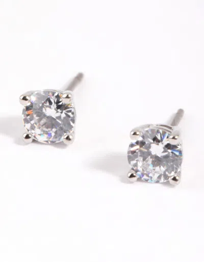 Lovisa Rhodium Cubic Zirconia Stud Earrings In Silver