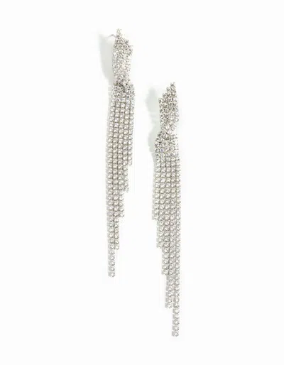 Lovisa Rhodium Cubic Zirconia Twisted Drop Earrings In Transparent