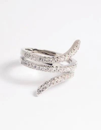 Lovisa Rhodium Cubic Zirconia Wrap Around Ring In Multi