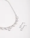 Lovisa Rhodium Cz Cupchain Vintage Drop Earrings & Necklace Set