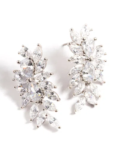 Lovisa Rhodium Diamond Simulant Floral Drop Earrings In Multi