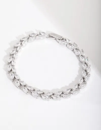 Lovisa Rhodium Diamond Simulant Petal Row Bracelet In Multi