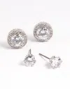 Lovisa Rhodium Diamond Simulant Stud Earring Set In Multi
