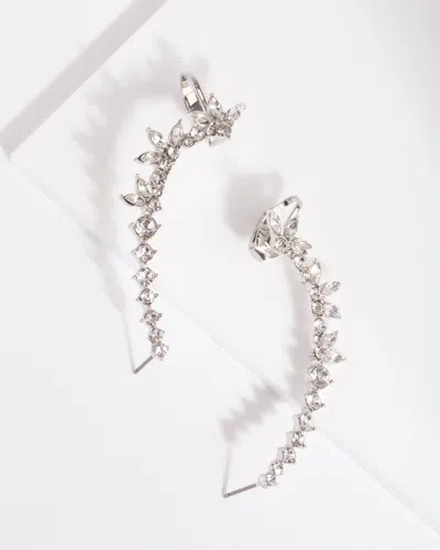 Lovisa Rhodium Double Diamante Cuff Earrings In Silver