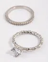 Lovisa Rhodium Double Stack Rope Ring Set In Silver