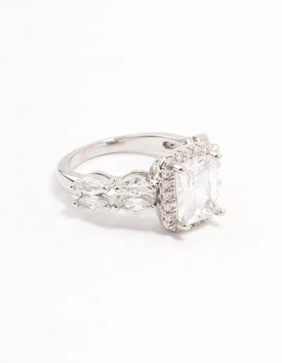 Lovisa Rhodium Eloquent Cubic Zirconia Rectangular Ring In Silver