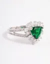 Lovisa Rhodium Emerald Triangular Flare Ring In Green