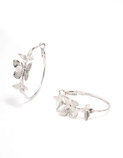 Lovisa Rhodium Fine Butterfly Hoop Earrings In Silver