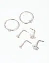 Lovisa Rhodium Flower & Bee Nose 6-pack In Multi