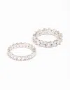 Lovisa Rhodium Flower Double Band Stack Ring In Silver