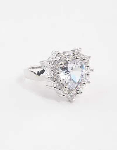 Lovisa Rhodium Grand Heart Ring In Silver
