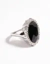 Lovisa Rhodium Large Oval With Halo Ring In Multi