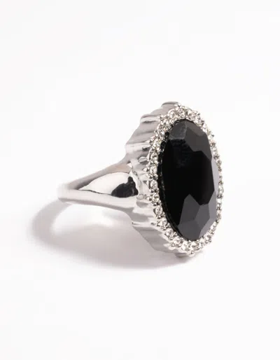 Lovisa Rhodium Large Oval With Halo Ring In Multi