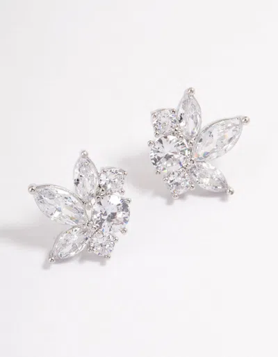 Lovisa Rhodium Lotus Stud Earrings In Silver