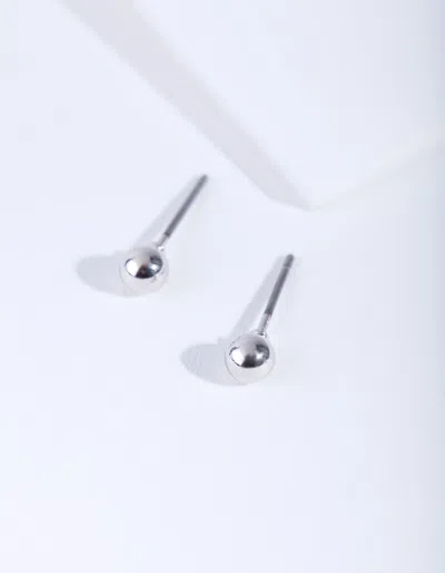 Lovisa Rhodium Mini Plain Ball Stud Earrings In Silver