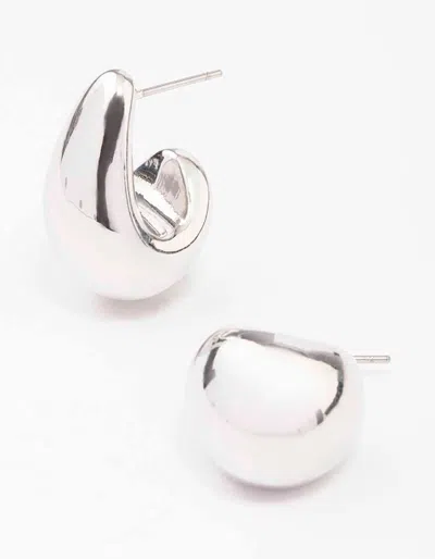 Lovisa Rhodium Mini Teardrop Huggie Earrings In Silver
