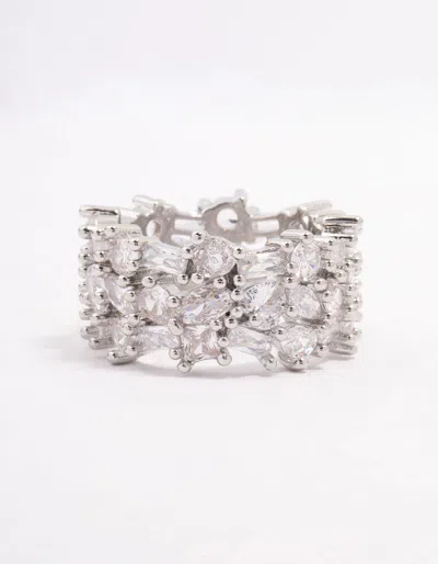Lovisa Rhodium Mixed Stone Cubic Zirconia Band Ring In Transparent